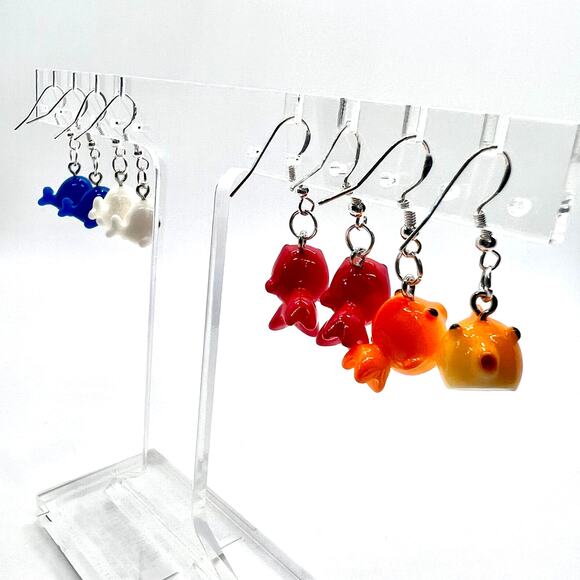 Fish Earrings - Whale Earrings - Goldfish Accessories - Beach Earring - Vacation - Picture 4 of 11
